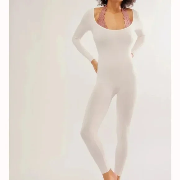 NWT $70 Free People M/L Stand Out Catsuit Pink NEW Intimately Free Long Sleeve - Picture 1 of 4